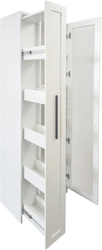 Kitchen Pantry Cabinet with Pull-Out Multi-Tier Storage Shelf, Farmhouse Storage Cabinet with Glass Doors, Tall Pantry Organizer for Kitchen, Dining Room & Living Room White