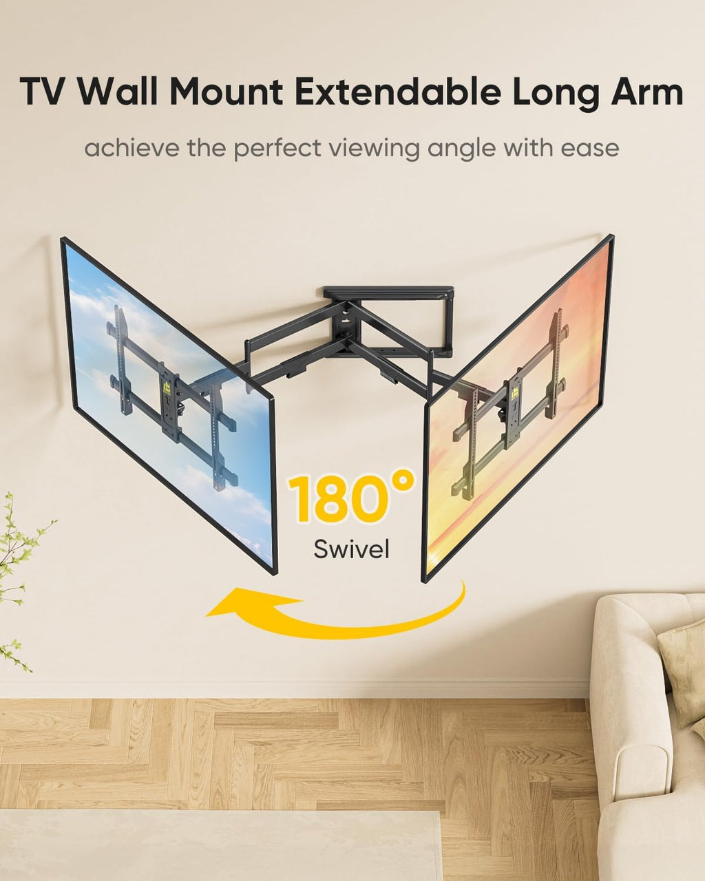 FORGING MOUNT Corner TV Wall Mount for Most 37-75 Inch TVs up to 99lbs | Full Motion TV Wall Mount with 30" Long Extension Arm, Swivel Tilt, Max VESA 600x400mm