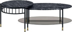 Engineered Stone Top & Black Finish Nesting Table Set | Dual-table nesting design with 15 mm thick engineered stone tops