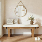 LITTLE TREE Solid Wood Bench, 47.24" End of Bed Bench, Entryway Bench with Upholstered for Hallway, Living Room, Bedroom, Kitchen