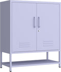Three Tier Metal Shoe Cabinet for Home use Featuring Adjustable Shelves Multifunctional Two Door Storage Cabinet Suitable for entryways and hallways Purple Size: 13.8" D x 29.5" W x 33" H