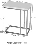 Lavish Home C-Shaped Sofa Side Table, White, 19.75” x 11.75” x 23.75”