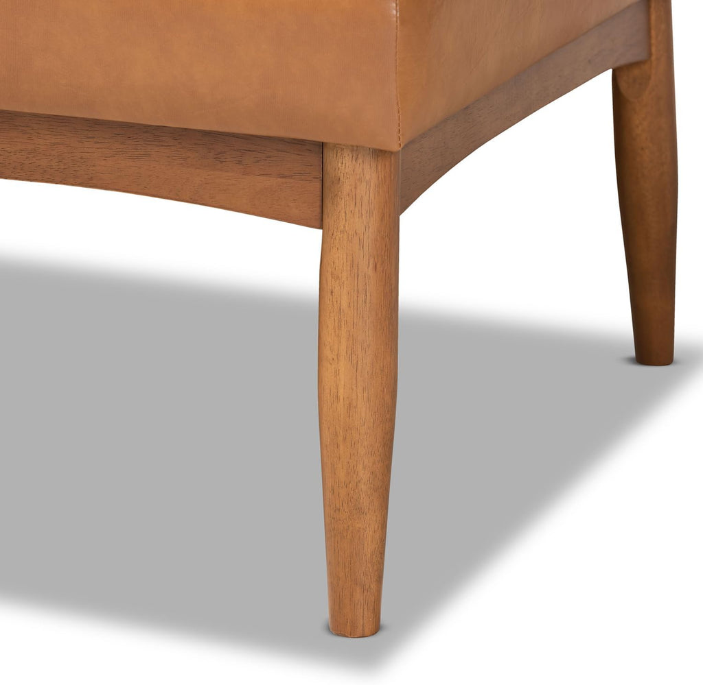 Faux Leather Corner Sofa Bench, Walnut Wood Finish, 2-Piece Dining Set