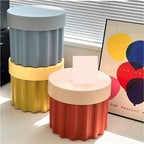 Storage Round Side End Table, Small Coffee Table with Stool Lids, Pla Sofa Table for Living Room, Home and Office(Blue)