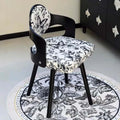 Etlegor Retro Wood Swivel Vanity Chair with Back, Square Makeup Chair, Upholstered Accent Armchair Solid Wooden Chair Legs for Home/Office/Bedroom(Black-A)