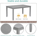 RuiSiSi 5 Piece Dining Table Set for 4, Farmhouse Kitchen Table with 4 Padded Seat Chairs, Solid Wood Dinette Set for Kitchen, Living Room, Grey