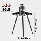 Small Round Side Table Metal End Table Outdoor Black Side Table Mid-Century Modern Accent Table for Office Bedroom Balcony and Small Spaces.
