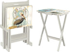 Cape Craftsmen Coastal Bird Folding TV Tray Tables - Shorebird-Themed Design, Perfect for Home, Patio, Beach Decor, Durable & Easy to Store