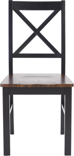 SAFAVIEH Home Collection Akash Farmhouse Black & Walnut Dining Chair Set of 2