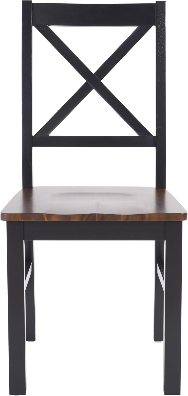 SAFAVIEH Home Collection Akash Farmhouse Black & Walnut Dining Chair Set of 2