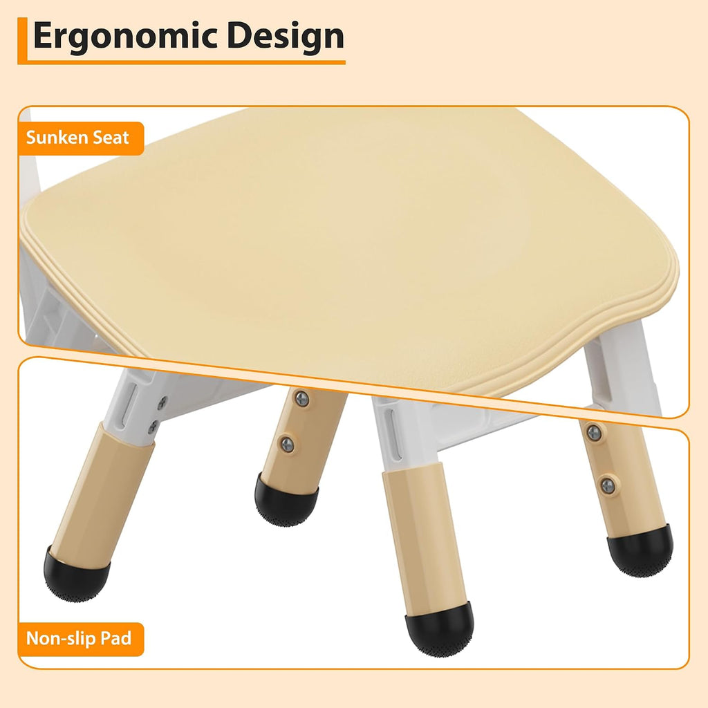 Toddler Table and Chair Set, Height Adjustable Kids Table and 6Chairs, Toddler Activity Table with Storage Boxes,Wipeable Graffiti Wood Grain Desktop,12Water Pens Included for Classroom, Natural Wood