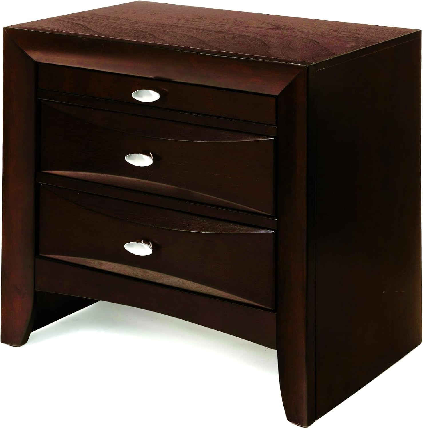 Espresso Finish Nightstand, Modern Traditional Style 1pc Nightstand of 2 Drawers,for Small Spaces