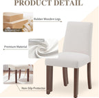 Dining Chairs Set of 4, Parsons Chairs for Small Spaces, Light Beige | Modern Dining Room Chairs with Solid Wooden Legs, Fabric Upholstered Kitchen Chairs for Restaurant & Cafe