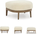 Signature Design by Ashley Serene Bay Outdoor Ottoman, Wood-Look Powder Coated Aluminum Frame, Nuvella+ Cushion for Patio, Deck or Poolside Easy-Breezy Living