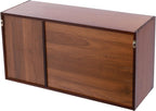 Kitchen Pantry Cabinet, Wall Mount or Countertop Sideboard with Glass Doors, 2 Tiers Rectangular Cupboard Food Pantry Cabinet for Kitchen, Dining Room, or Living Room (Walnut)