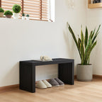 Versatile Wooden Slatted Bench - Sleek Modern Design for Dining, Entryway, Bedroom - Indoor Use with Storage Capability for Home, Kitchen, Bathroom & Beyond (Black)