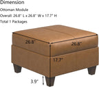 EASE MOOSE Faux Leather Square Ottoman Module for Modular Sectional Sofa, Convertible Sectional Couch with Storage Ottoman Footrest Seat Cube