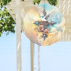 Cross Dove Wind Spinner, Metal Wind Spinners Outdoor/Indoor, Cross Hanging Garden Decor for Outside, Stainless Wind Spinners for Yard and Garden 10 inch 3D (25.76X25 CM)