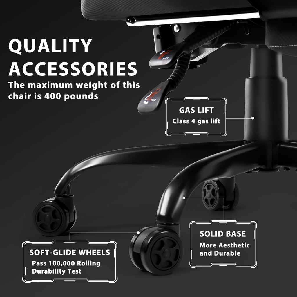VITESSE 400 lbs Red Ergonomic Video Gaming Chair for Adults | PC Computer Chair, Racing Office Chair, Silla Gamer Height Adjustable Swivel Chair with Lumbar Vibration Support and Headrest