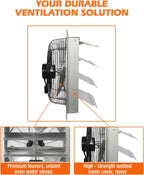JVO 20 Inch Shutter Exhaust Fan 3500 CFM High Velocity 5.4 Ft Power Cord, Automatic Shutters, Steel Blades, ETL Listed - for Garage, Shop,Greenhouse, Attic, Workshop, Basement & Industrial Ventilation