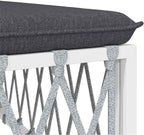 Patio Footstool with Cushion, White Woven Fabric Garden Ottoman, Powder-Coated Steel Frame, Thickly Padded Seat, Modular Design for Outdoor Lounge