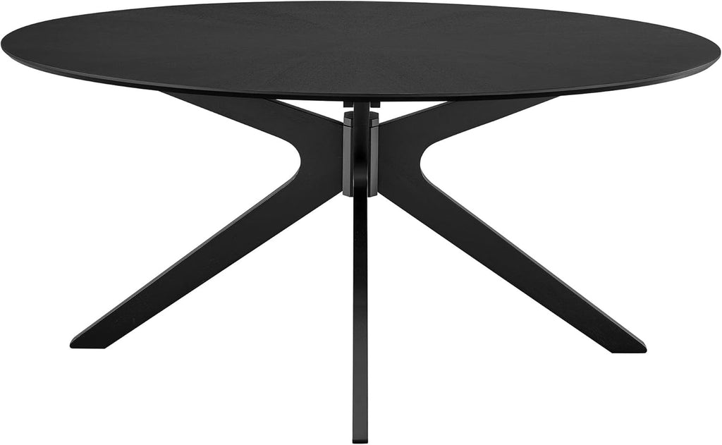 Modway Crossroads 63" Oval Wood Dining Table, Wood Veneer, Seats 6, Easy to Assemble in Black