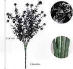 Black Artificial Flowers, Fake Outdoor UV Resistant Plants Faux Plastic Greenery Shrubs Indoor Outside Hanging Planter Home Kitchen Office Wedding, Garden Decor (White+Black)