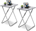 Garden 4 You TV Tray Table, Folding Dinner Tray With No Assembly Required, Sturdy Foldable Snack Eating Table for Living Room, 2PCS (White Marble)