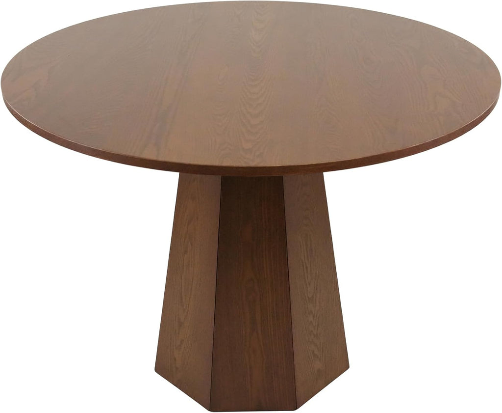 39" Farmhouse Walnut Dining Table, Small Wood Round Dinner Table for 4, Rustic Round Dining Room & Kitchen Table for Home Office Dining Room Living Room Apartment, Walnut