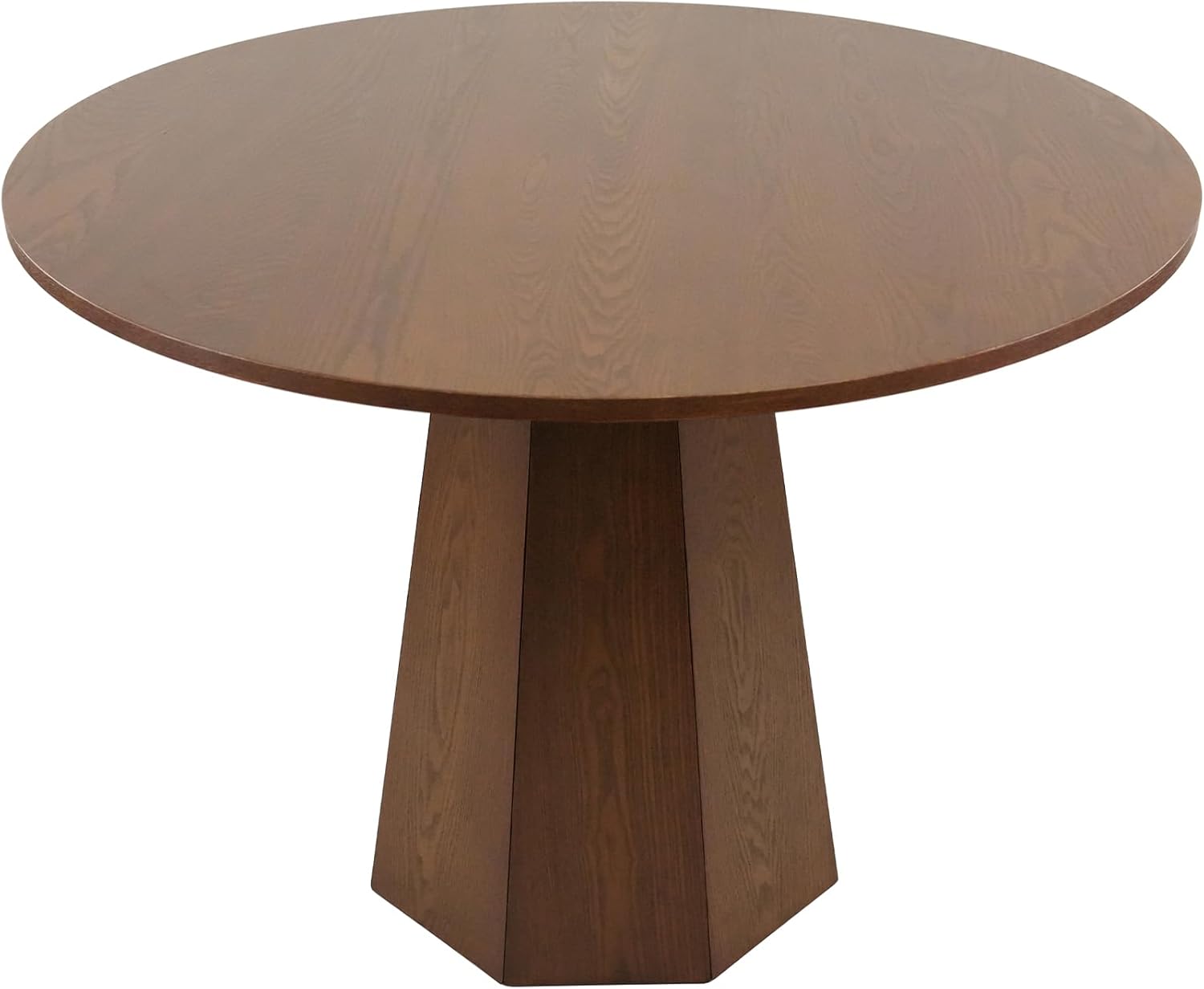 39" Farmhouse Walnut Dining Table, Small Wood Round Dinner Table for 4, Rustic Round Dining Room & Kitchen Table for Home Office Dining Room Living Room Apartment, Walnut