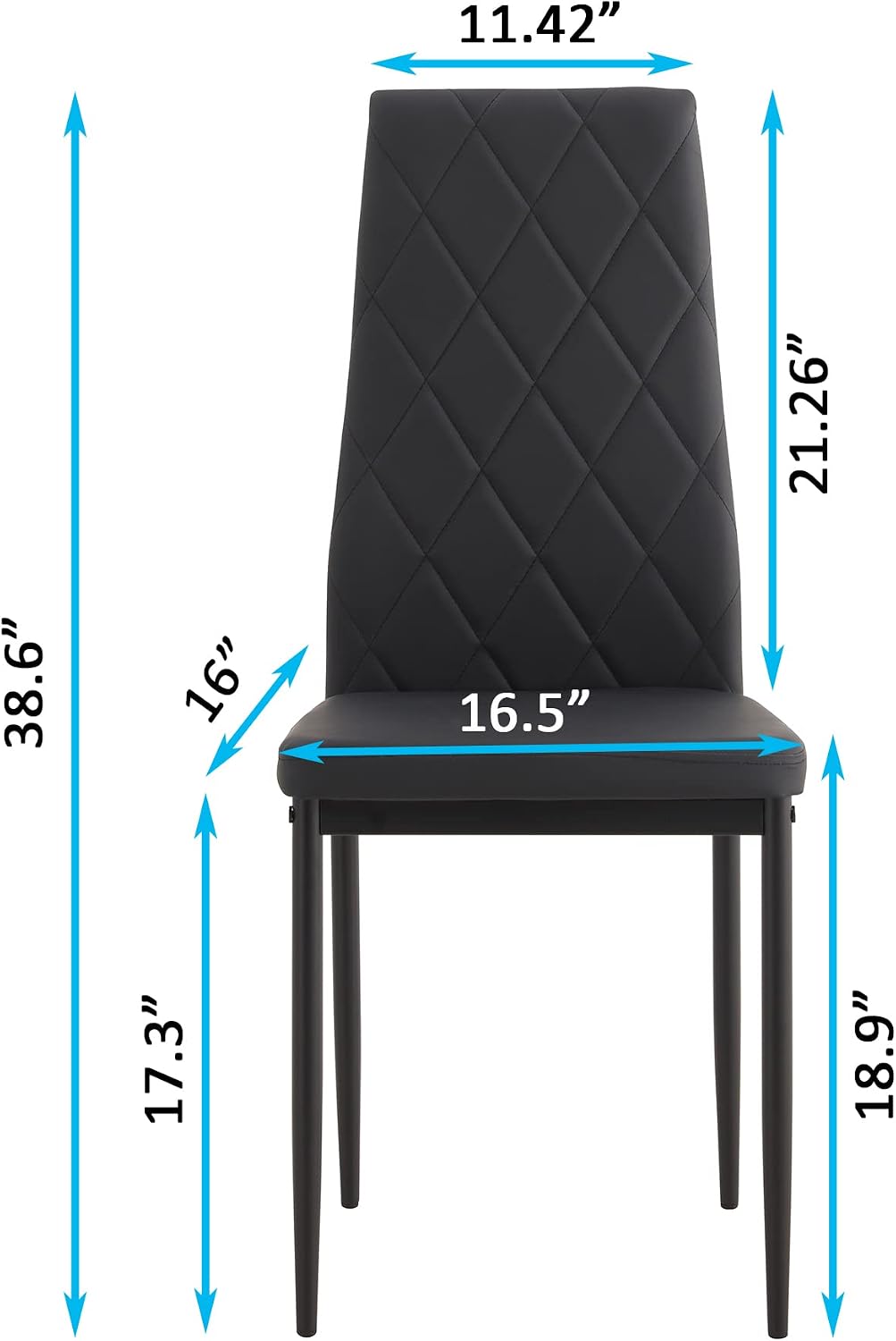 IANIYA Modern Dining Chairs Set of 4, Black Side Dining Room Chairs with Faux PU Leather Padded & High Back, Kitchen Chairs for Dining Room, Living Room, Apartment