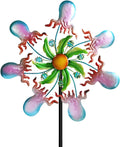 Jellyfish Wind Spinners - 39" Ocean-Themed Metal Wind Sculptures Garden Stake Art, 13.5” Windmill Yard Kinetic, Outdoor Decor for Patio & Lawn - Metal Beach Sculpture with Jellyfish Design