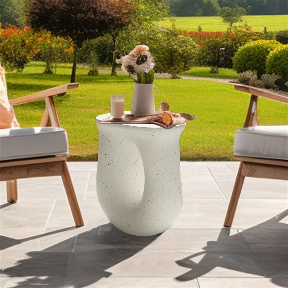 End Tables U-Shaped Geometric Concrete Decorative Table for Indoor and Outdoor Use