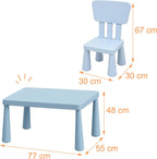Relaxdays Children's Furniture Set, 1 Children's Table, 2 Chairs, Wipe-Clean, Lightweight Plastic, Seating Corner for Children's Room, Blue