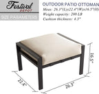 Festival Depot Outdoor Ottoman Patio Footstool with Cushion Small Seat Metal Furniture for Garden Yard Deck, Beige