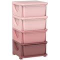 Qaba 4 Drawers Kids Storage Unit 4 Tier Toy Organizers Pink | Stackable Storage Chest, Bedroom, Nursery, Playroom, Living Room, Boys, Girls, Toddlers