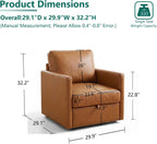 Swivel Accent Chair with Hidden Storage, Mid Century Modern Square Armchair, Comfy Upholstered Reading Single Sofa Chair for Living Room, Faux Leather, Brown, 1 Pack