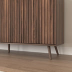 Sideboard Buffet Cabinet with Storage, Long Sideboard Storage Cabinet with 4 Doors, Wood Credenza Console Coffee Bar Cabinets with Adjustable Shelves for Living Room Kitchen Dining Room Walnut