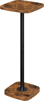 CHOEZON Small Drink Table, Square Side Table for Small Spaces, Martini Table with Pedestal, for Living Room, Bedroom, Rustic Brown and Black TBZ24BF