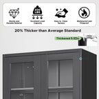 Curio Display Cabinet with Glass Doors,71”H Metal Display Case with 4 Adjustable Shelves - Black China Storage Cabinet for Collectibles, Trophies & Liquor - Locking Tall Glass Cabinet for Home