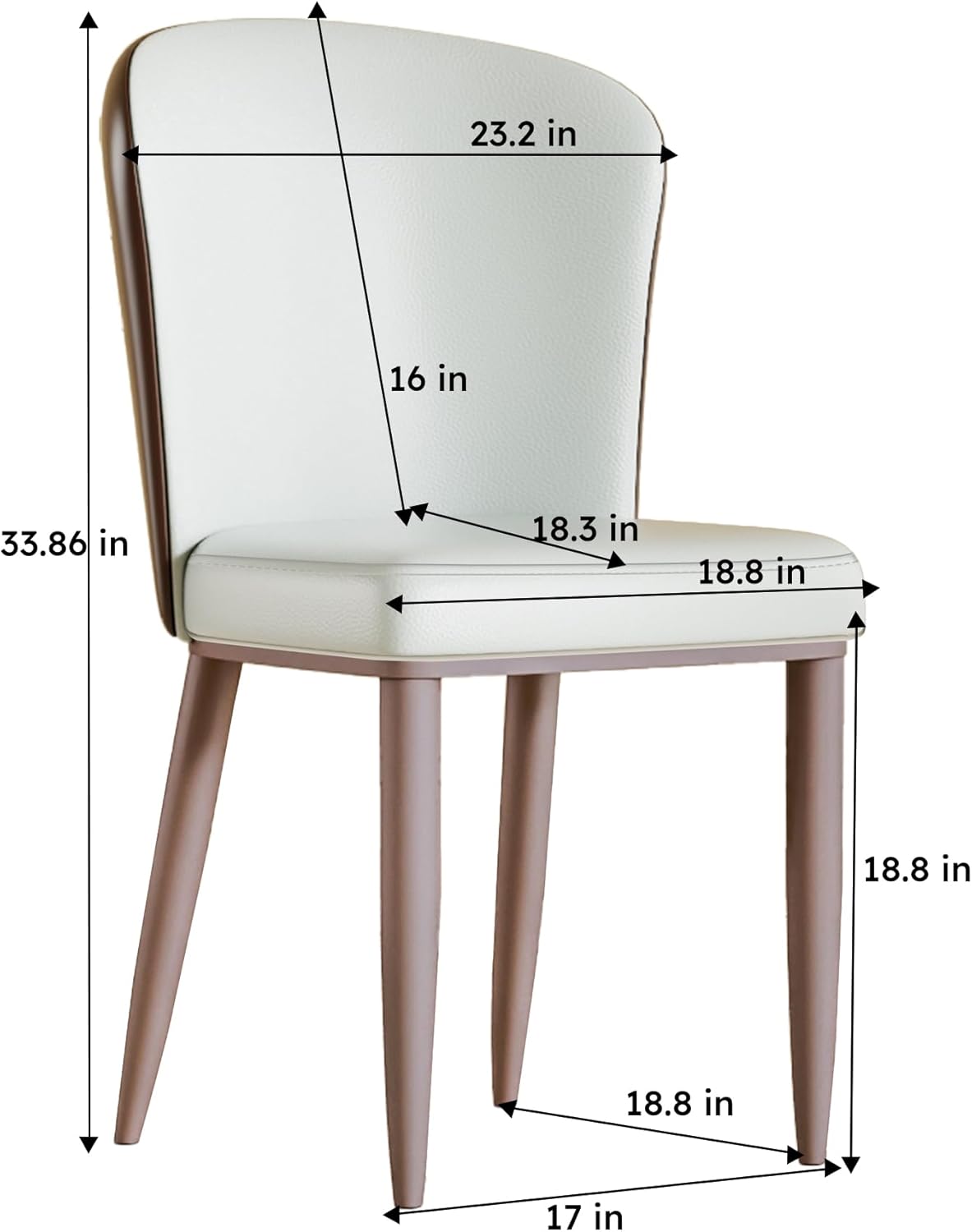 Dining Chairs Set of 2, Modern Faux Leather Dining with Carbon Steel Legs for Living Kitchen Dining Room