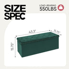 Storage Ottoman Bench, 43 Inches Folding Green Velvet Long Ottoman with Storage for Bedroom 43.7" L x 15.7" W x 15.7" H