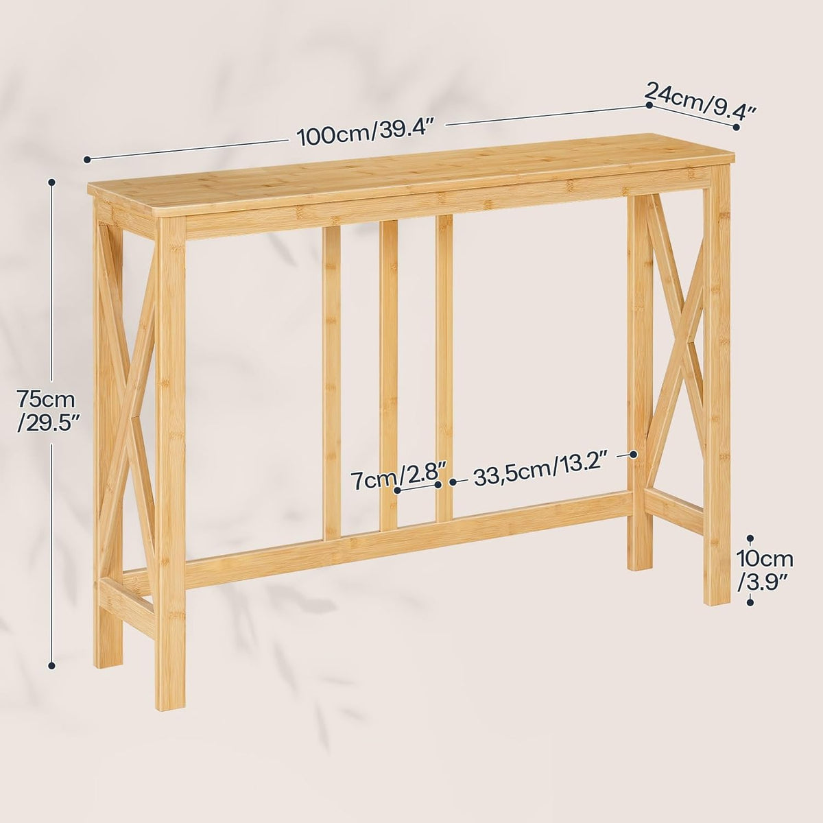 HOOBRO Narrow Console Table, Sofa Table for Entrance, 39.4" Long Entryway Behind Couch Table, Bamboo Hallway Table, Entryway Table, for Living Room, Foyer, Natural YL107XG01