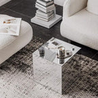 Modern End Table, Mirrored Acrylic Side Table, Cube Coffee Table, Product Photography Props, Simple Bedside Table, Small Accent Table for Living Room, Bedroom(Silver,30cm-11.8in)