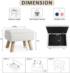 OGEMXU Storage Ottoman, Small Foot Stool Ottoman with Storage, Boucle Teddy Velvet Foot Rest with Padded Seat, Sturdy Wood Legs Stool for Living Room, Bedroom, Couch, Enterway (Cream)