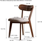 Mid Century Modern Walnut Dining Chairs Set of 4, FAS-Grade Oak, 400 lbs | Heavy-Duty Commercial Grade, Armless, Solid Curved Back, Smoked Brown Upholstered Seat, for Kitchen, Dining Room, Restaurant