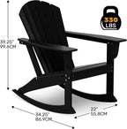 Costaelm Outdoor Adirondack Chair, All Weather Resistant Lawn Chairs Balcony Chair and Fire Pit Chairs, Deck Chairs Outdoor Porch Rocking Chair High Back HDPE Poly Lumber, Black