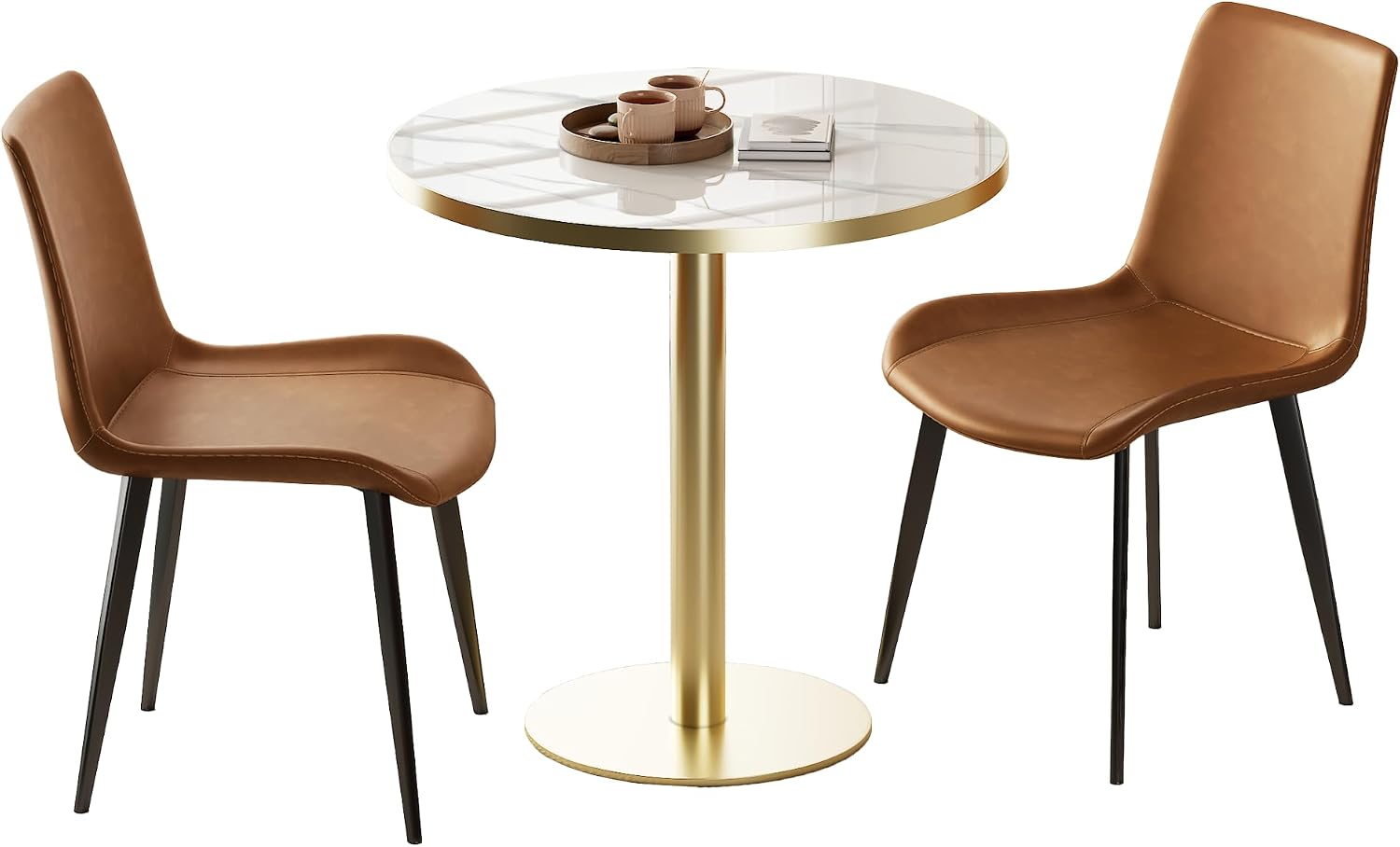 Round Modern Dinning 31.5 inches Bistro Table Tulip with Faux Marble top,Easy Assemble,Sturdy Metal Frame Diameter
