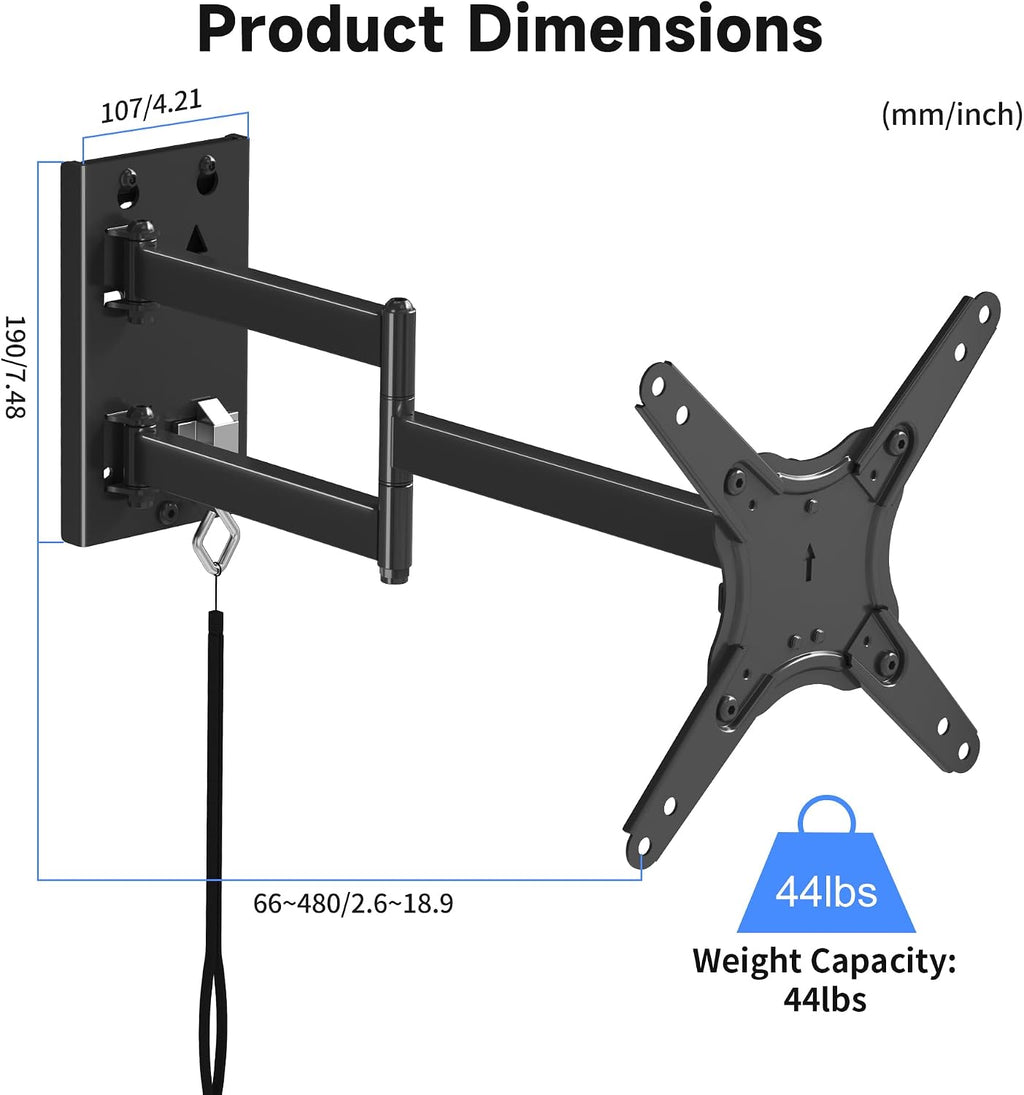 Suptek Lockable RV TV Mount for 13-43 Inch TVs | Full Motion Locking Wall Mount for Camper, Trailer, Motorhome, Boat, Truck, Indoor and Outdoor, VESA 200mm, Supports 44lbs, Model MA1342