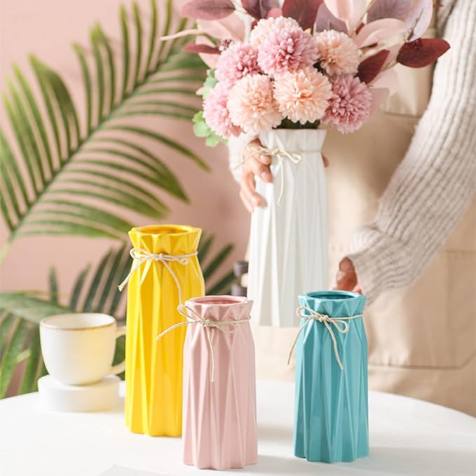 Ceramic Vase Decor for Pampas Grass Flowers Vases for Modern Home Decor, Yellow Tall Vase for Living Room Bedroom Bathroom Kitchen Office Wedding Table Shelf Farmhouse Minimalist Decor